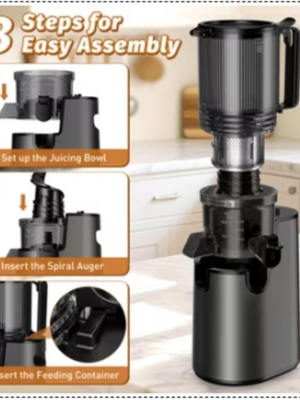 Cold Press Juicer, Juicer Machines with 5.4" Wide Feed Chute for Juice Extractor - Picture 2 of 9